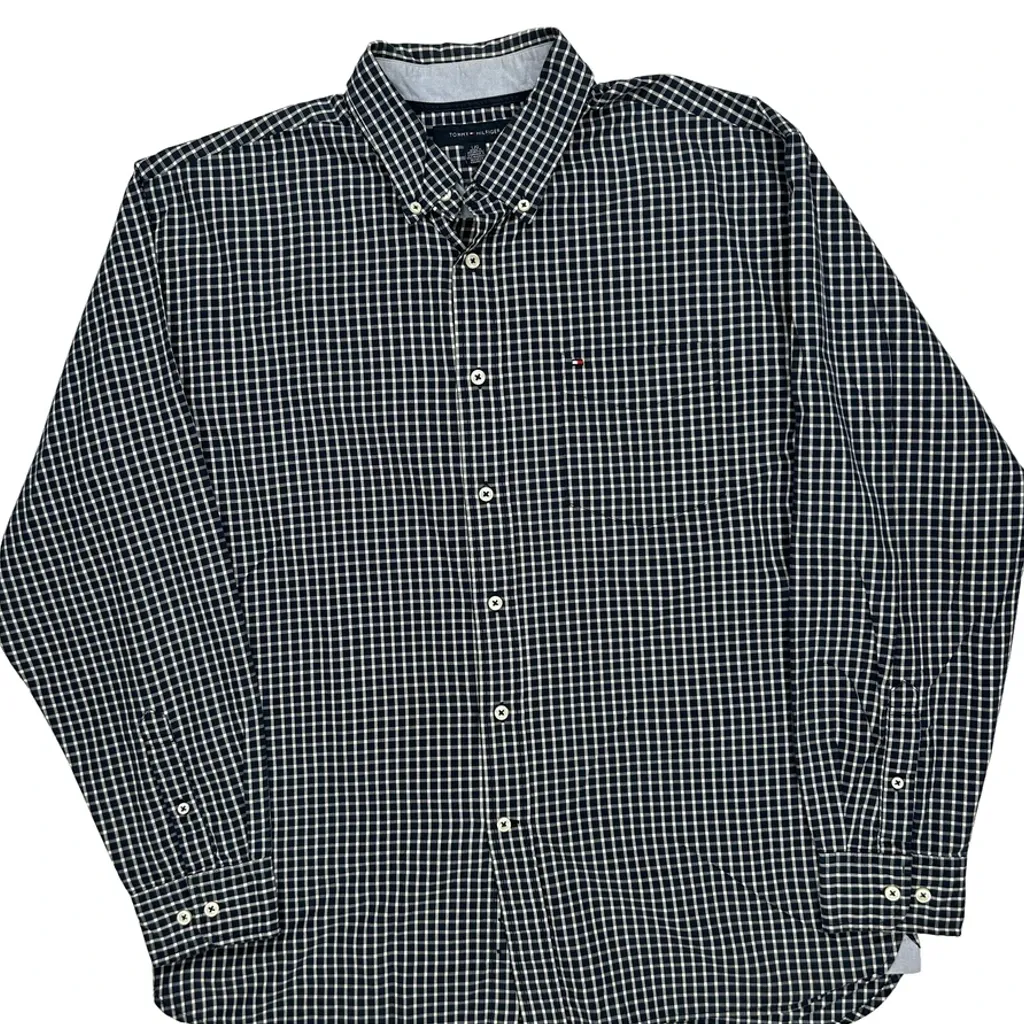 Tommy Hilfiger Checked Shirt - Large Navy Cotton - Image 4