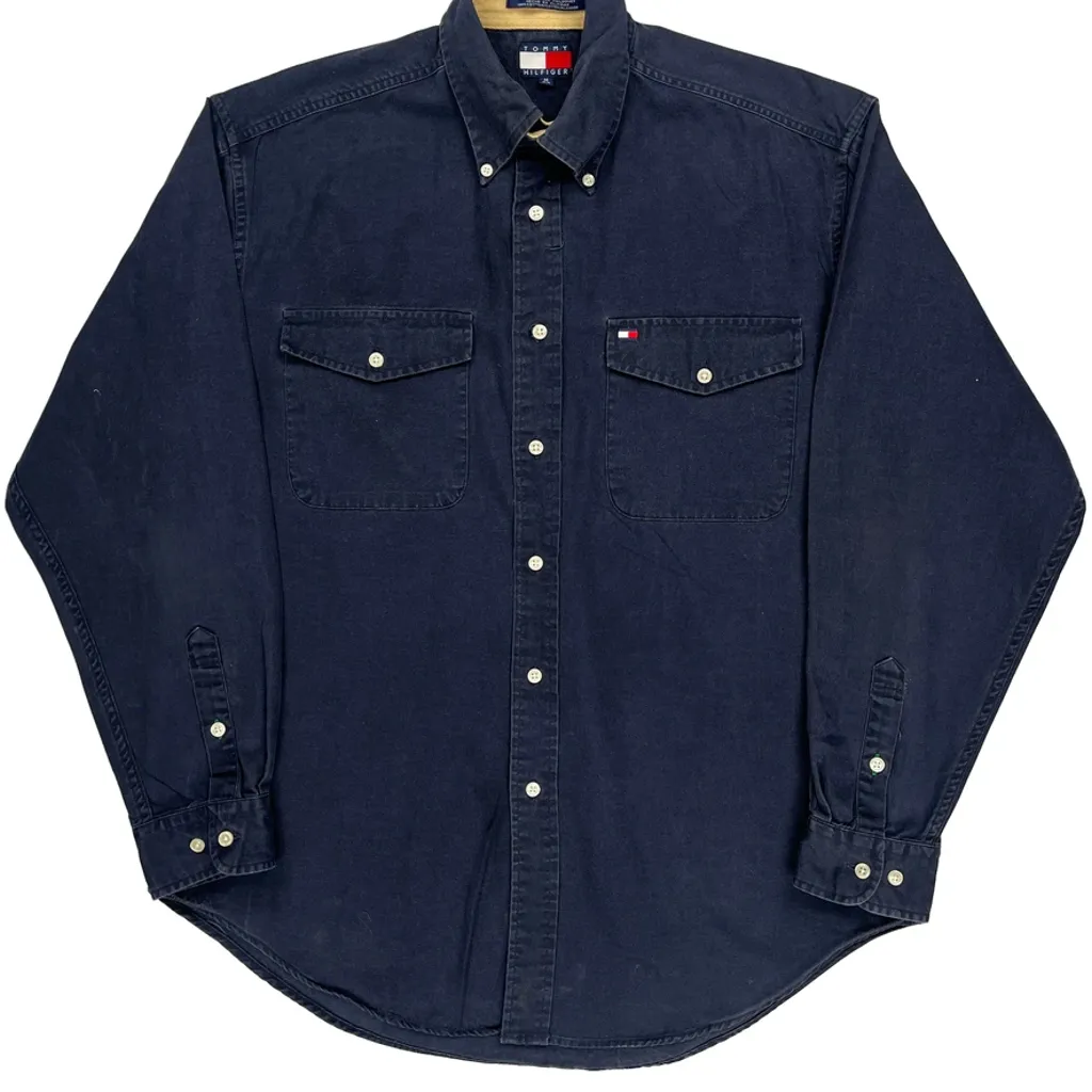 Tommy Hilfiger Shirt - Medium Navy Cotton - Image 4