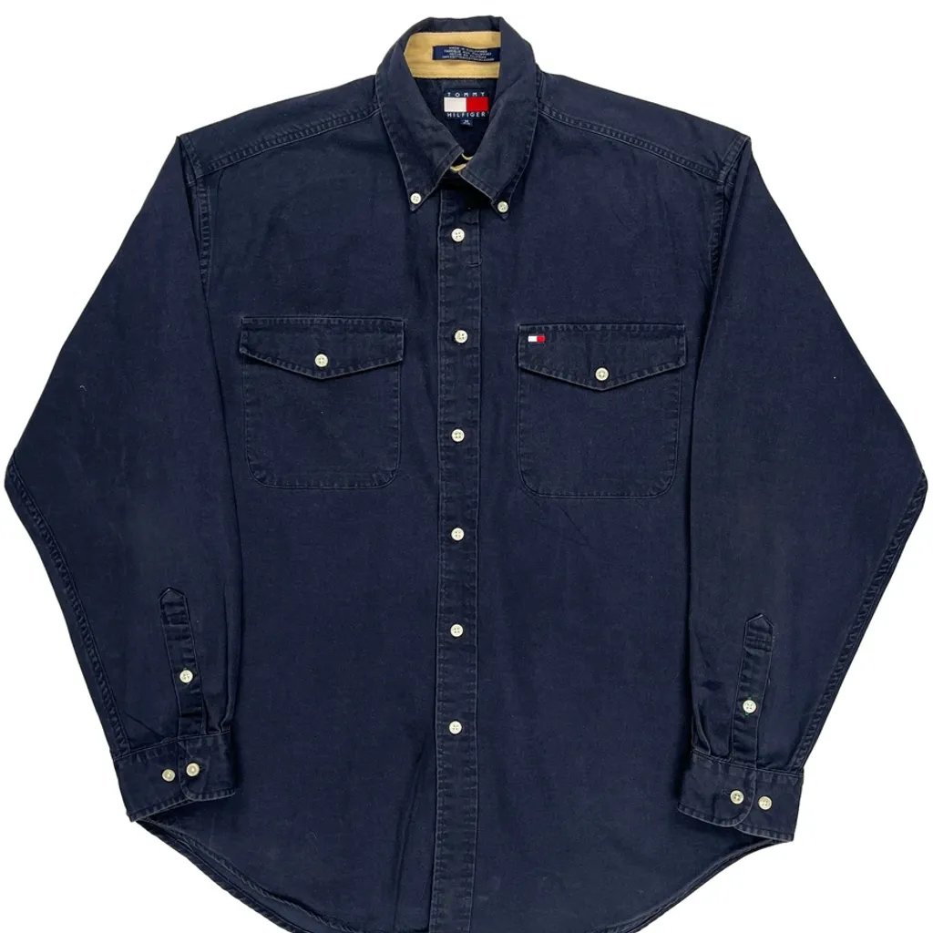 Tommy Hilfiger Shirt - Medium Navy Cotton - Image 5