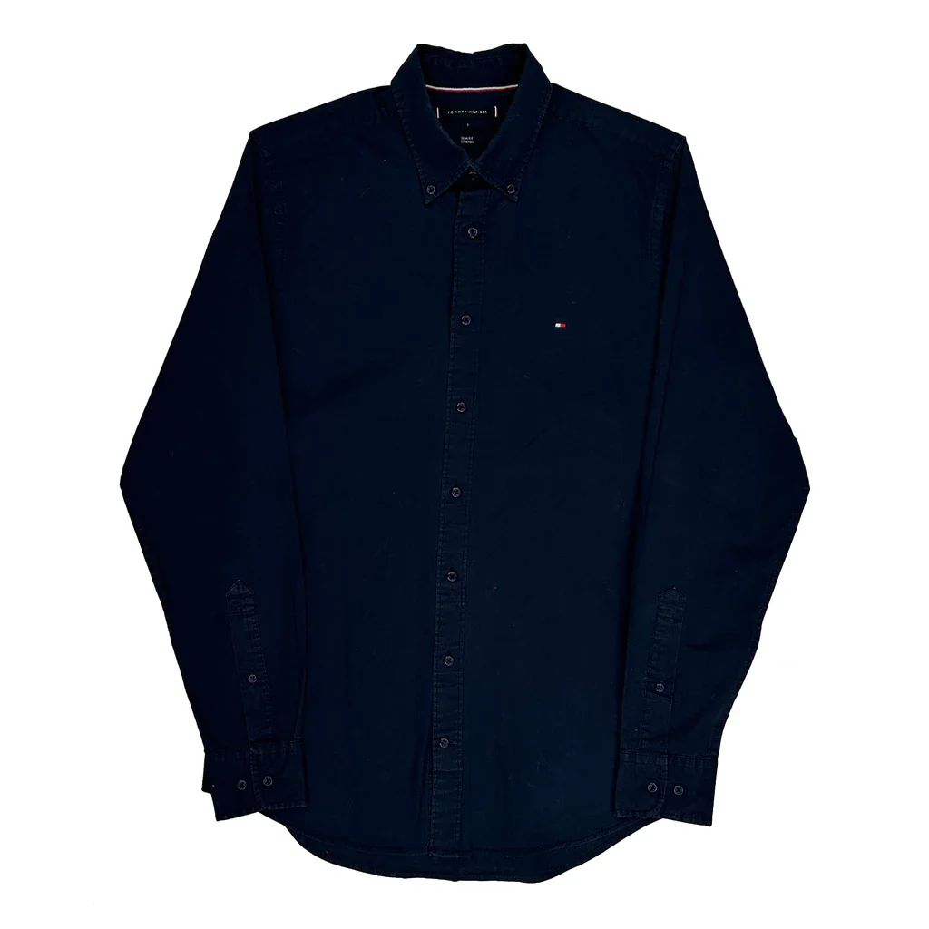 Tommy Hilfiger Slim Fit Shirt - Small Navy Cotton