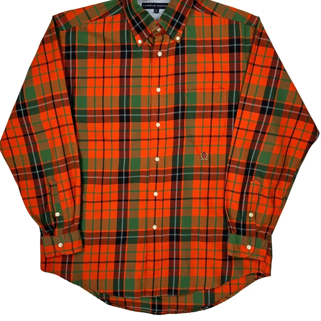 Tommy Hilfiger Checked Shirt - Medium Orange Cotton - Image 4