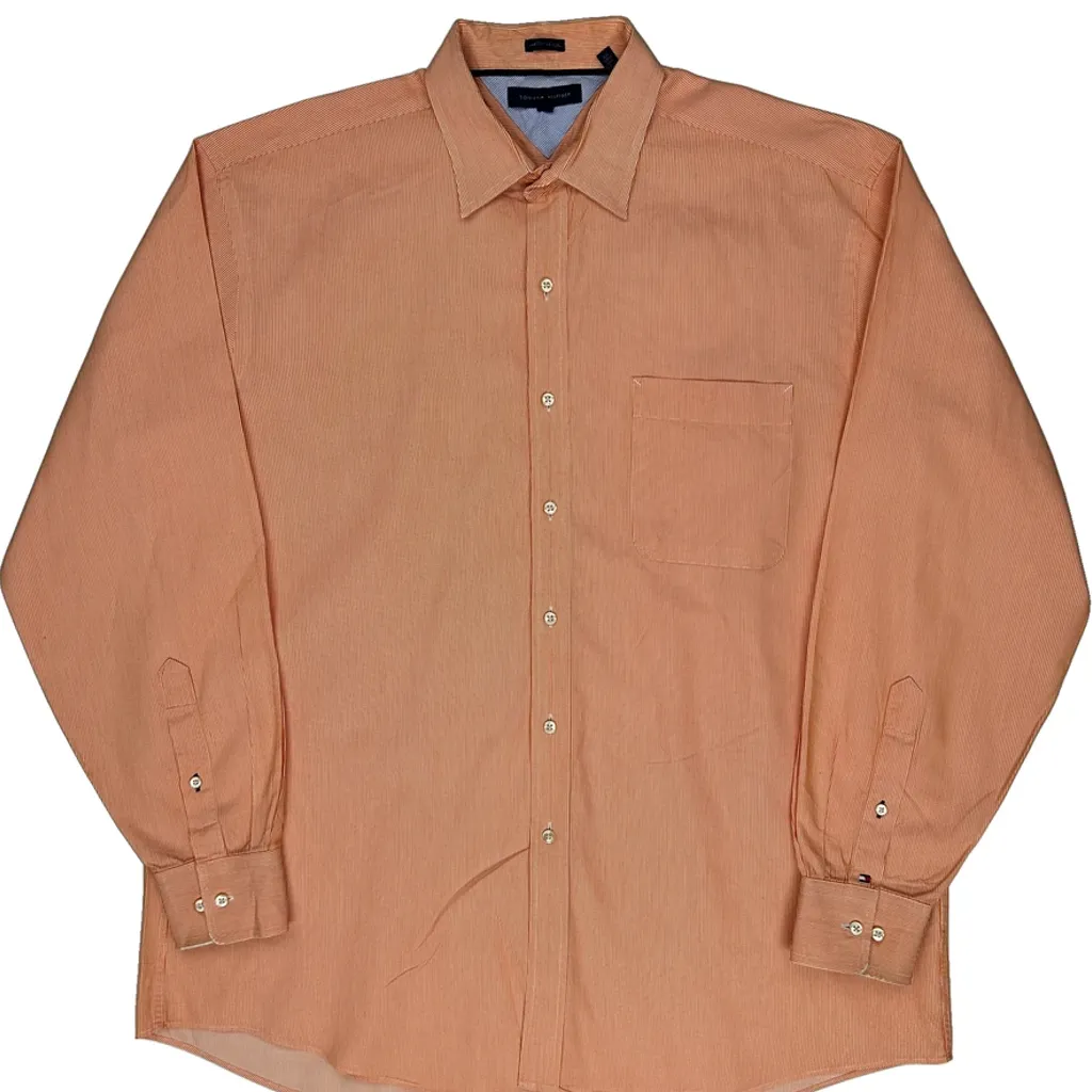 Tommy Hilfiger Striped Shirt - XL Orange Cotton - Image 4