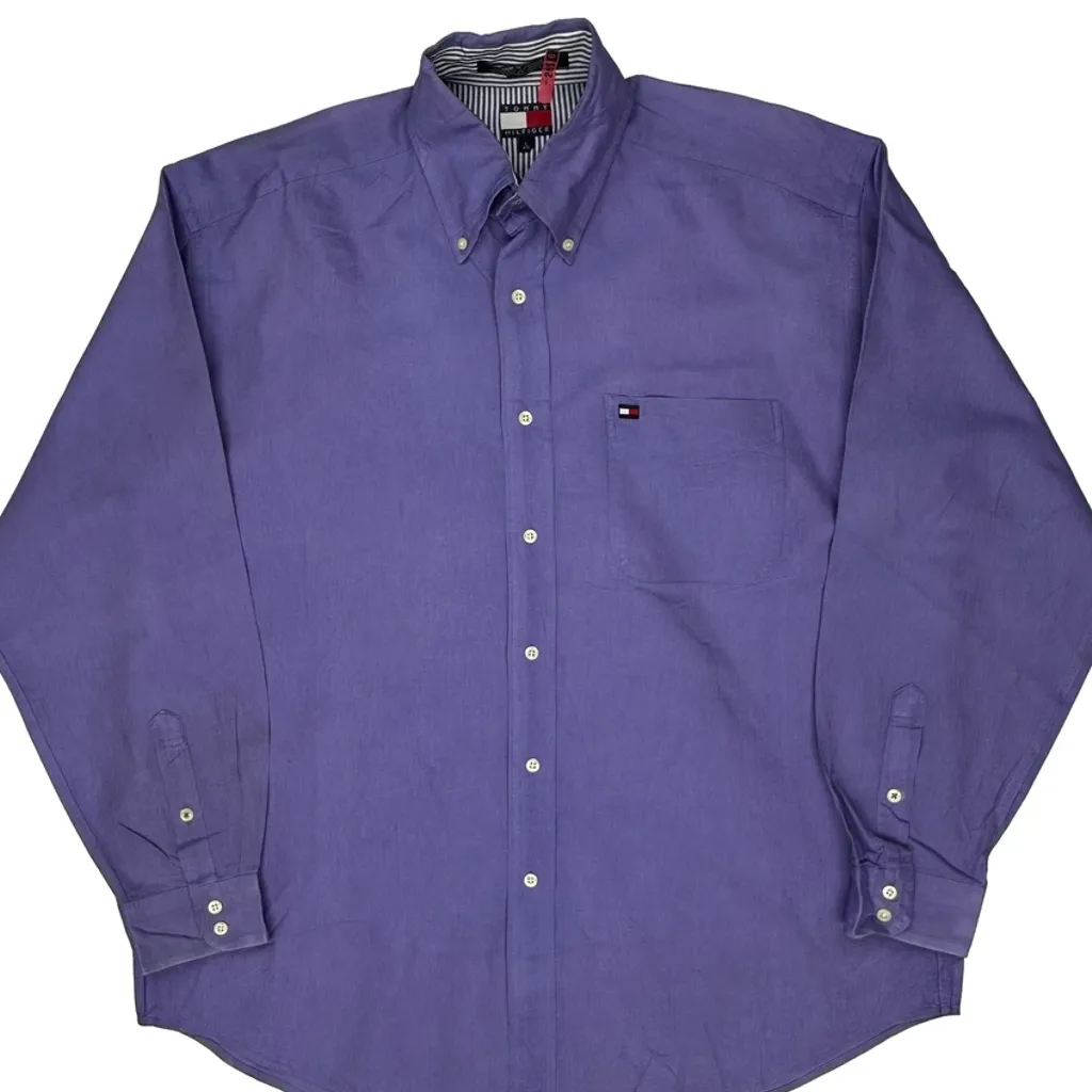 Tommy Hilfiger Shirt - Large Purple Cotton - Image 5