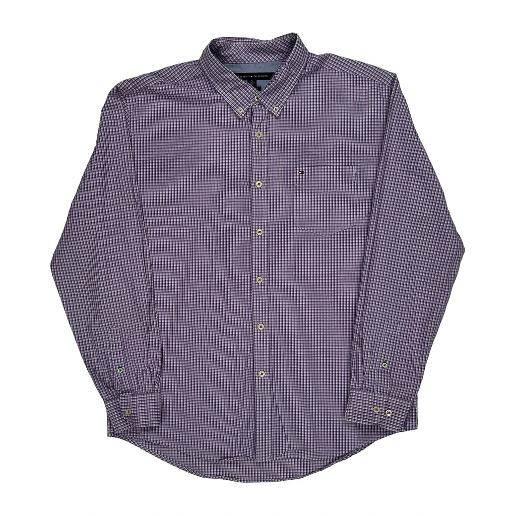 Tommy Hilfiger Checked Shirt - XL Purple Cotton