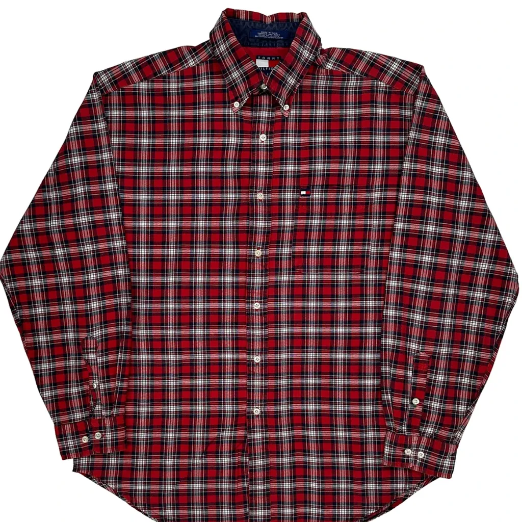 Tommy Hilfiger Checked Shirt - Large Red Cotton - Image 4