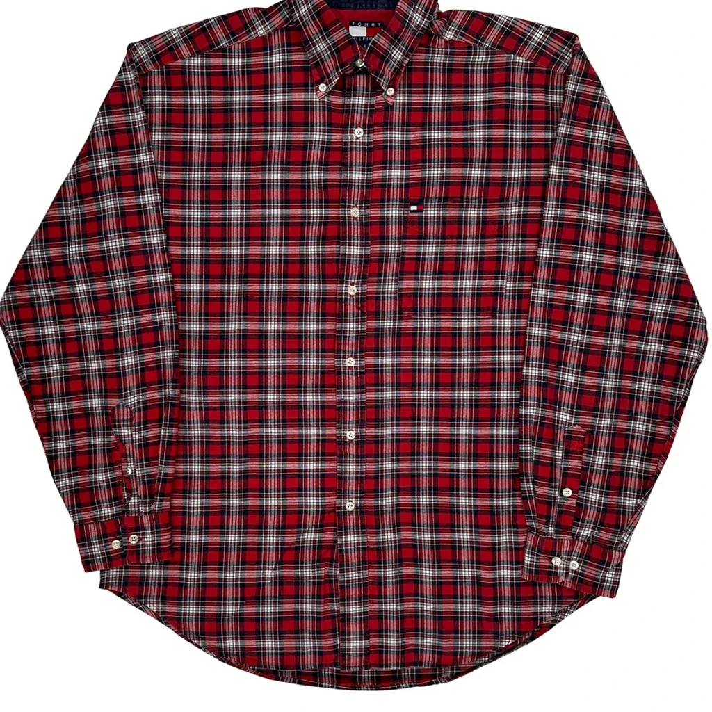 Tommy Hilfiger Checked Shirt - Large Red Cotton - Image 5