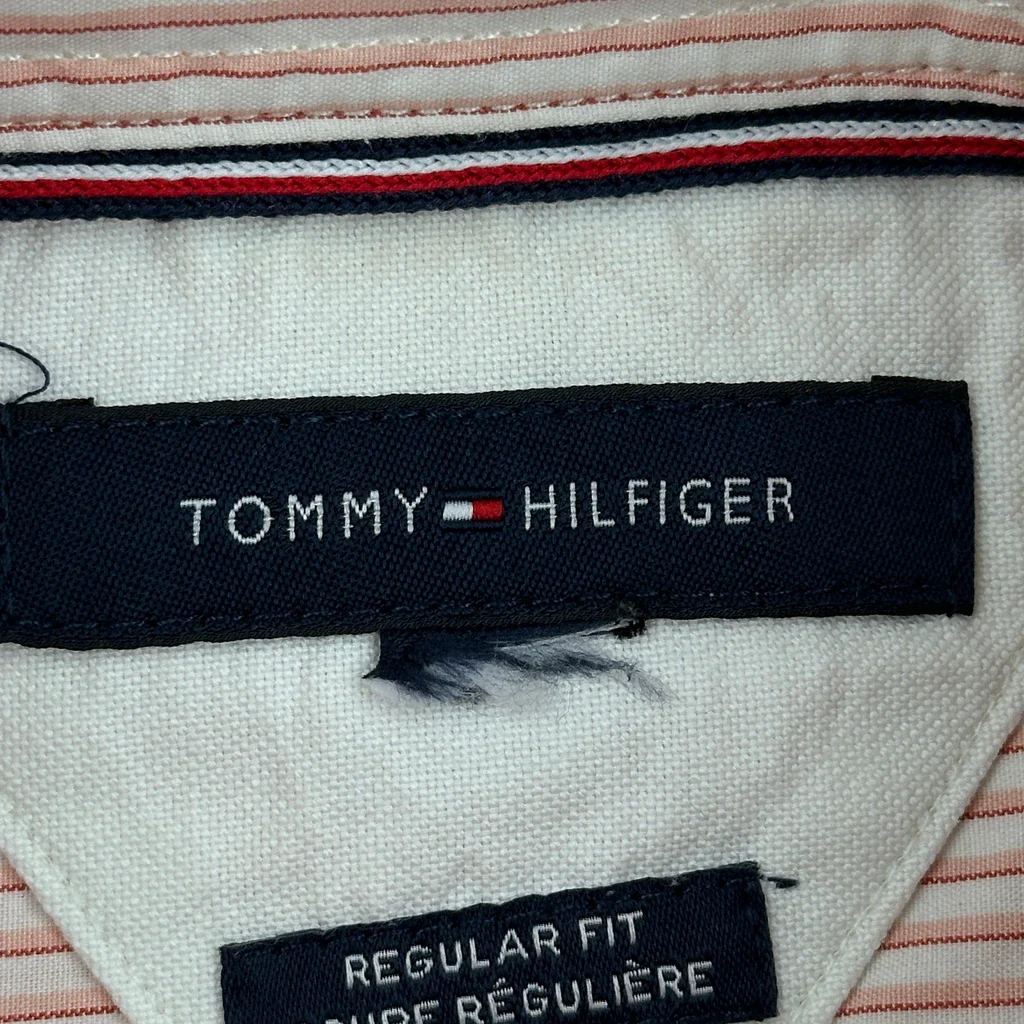 Tommy Hilfiger Striped Shirt - Large Red Cotton - Image 4