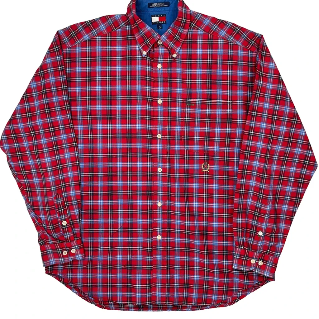 Tommy Hilfiger Checked Shirt - Large Red Cotton - Image 4