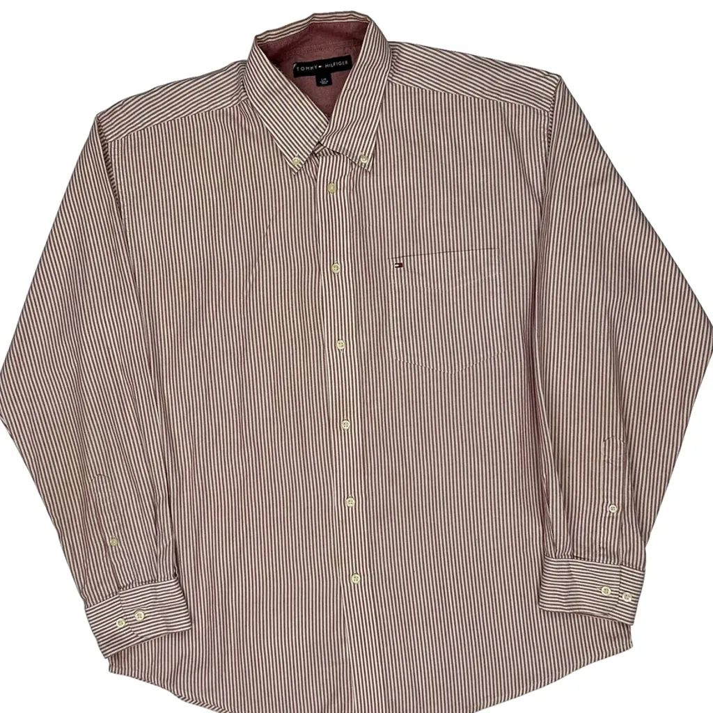 Tommy Hilfiger Striped Shirt - Large Red Cotton - Image 4