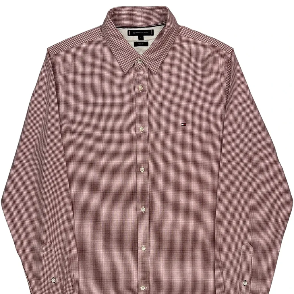 Tommy Hilfiger Slim Fit Shirt - Large Red Cotton - Image 4