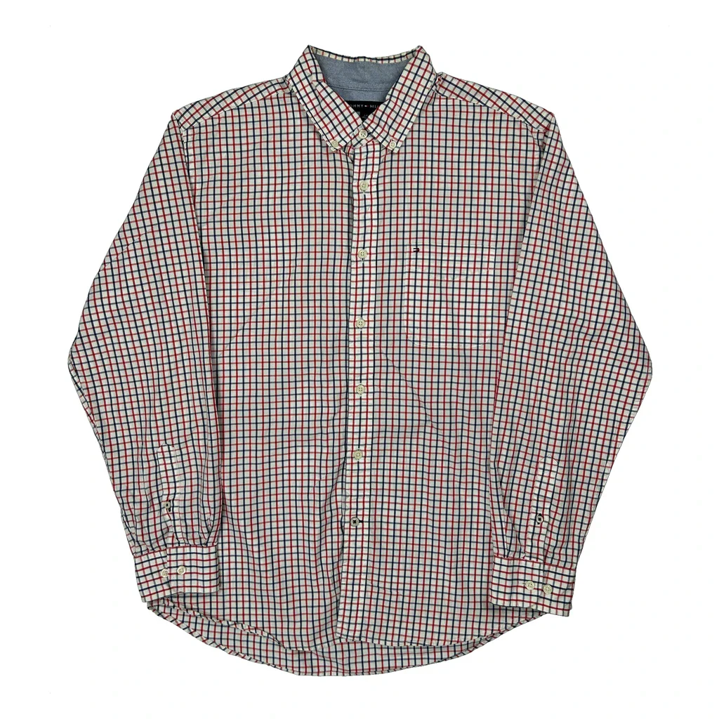 Tommy Hilfiger Checked Shirt - Large Red Cotton