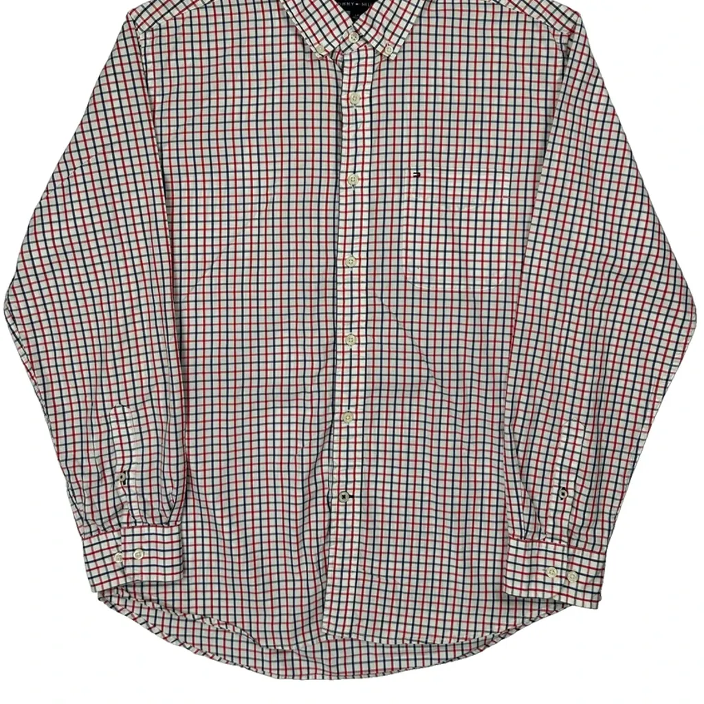 Tommy Hilfiger Checked Shirt - Large Red Cotton - Image 4