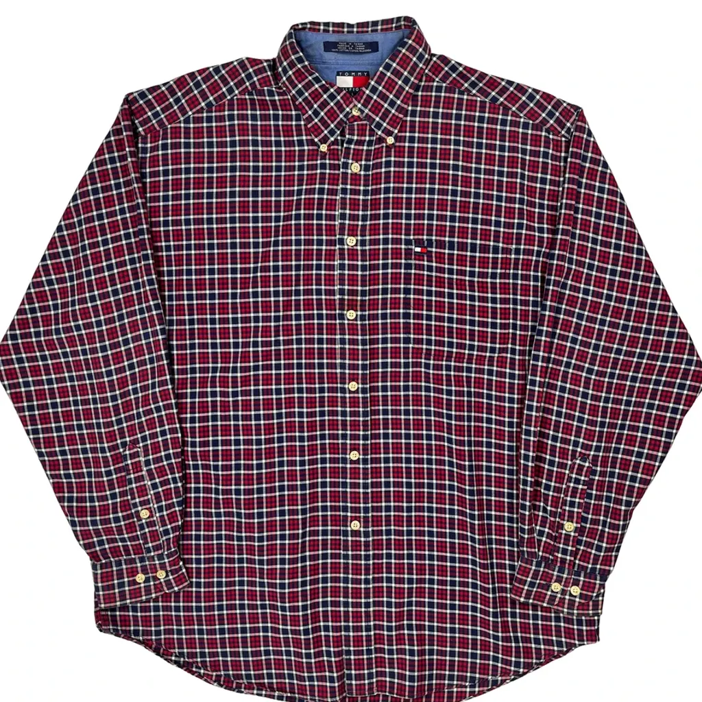 Tommy Hilfiger Checked Shirt - Large Red Cotton - Image 5