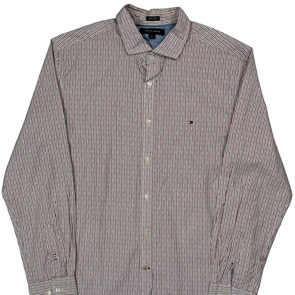 Tommy Hilfiger Striped Shirt - Large Red Cotton - Image 4