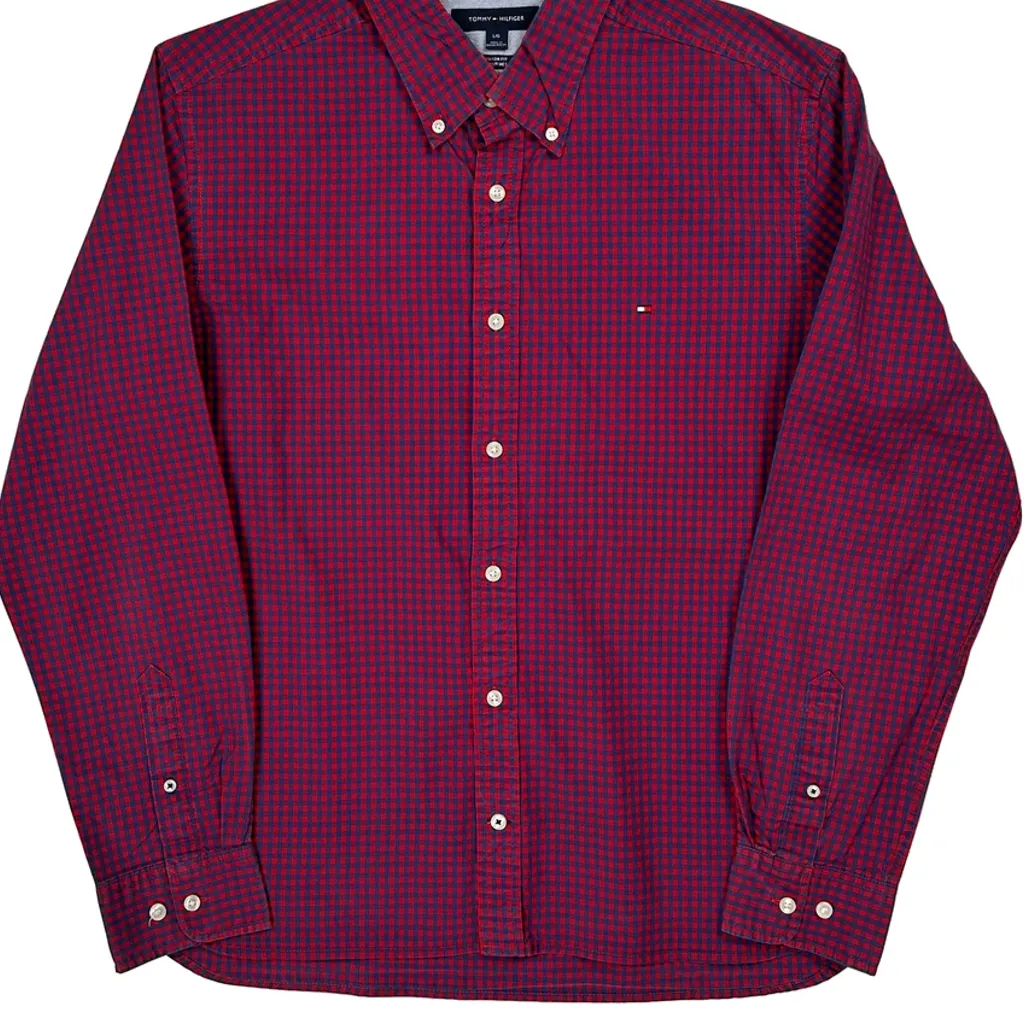 Tommy Hilfiger Checked Shirt - Large Red Cotton - Image 4