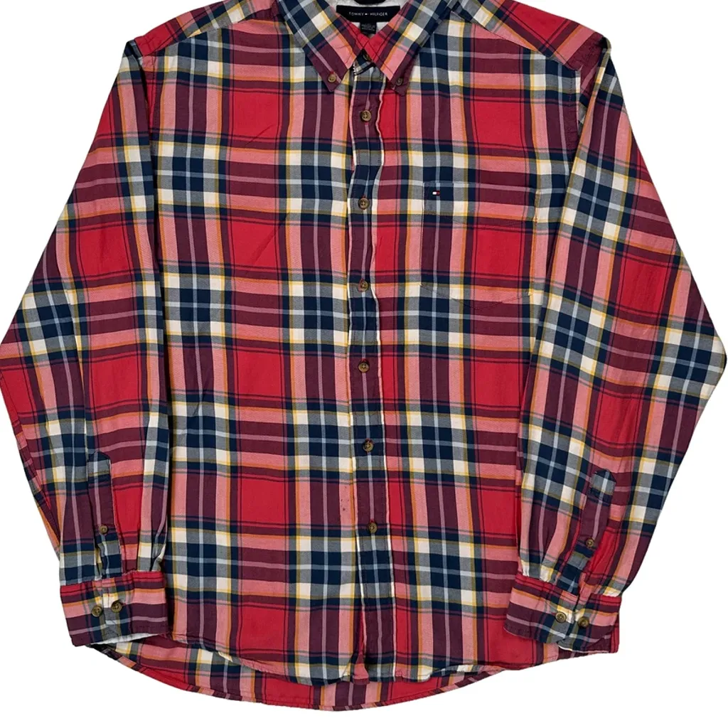 Tommy Hilfiger Checked Shirt - Large Red Cotton - Image 4
