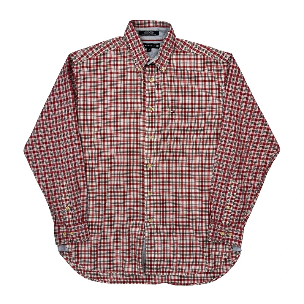 Tommy Hilfiger Checked Shirt - Medium Red Cotton