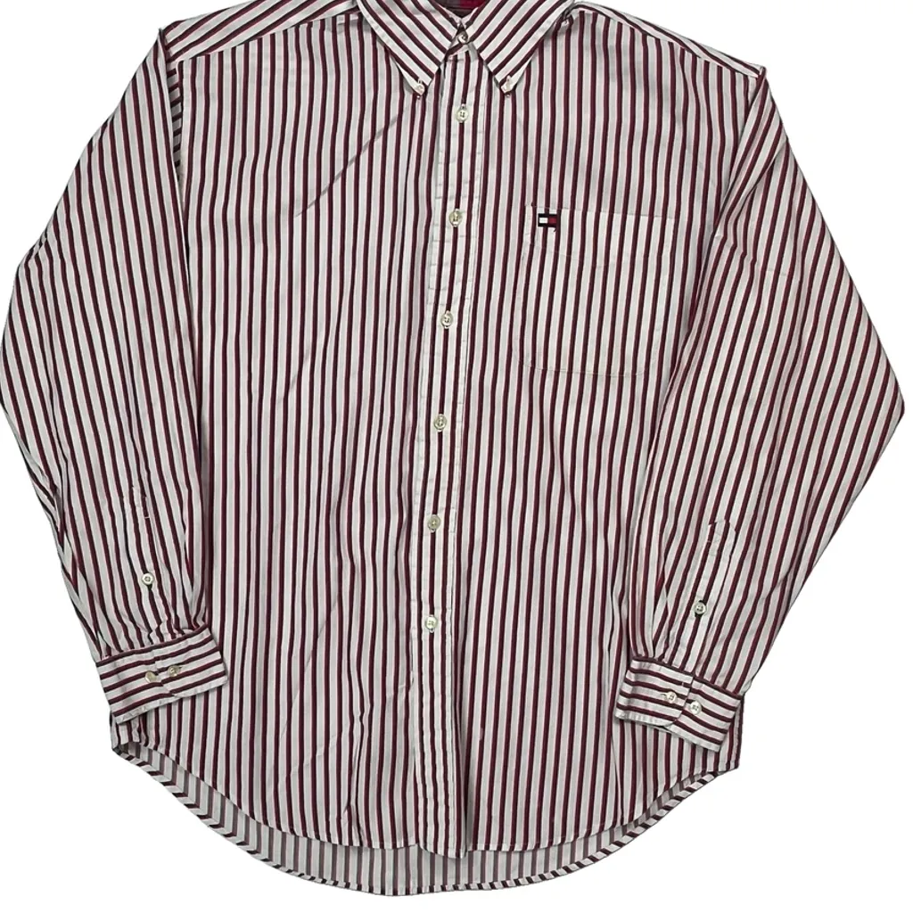 Tommy Hilfiger Striped Shirt - Medium Red Cotton - Image 5