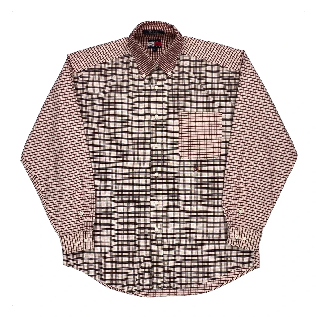 Tommy Hilfiger Checked Shirt - Medium Red Cotton