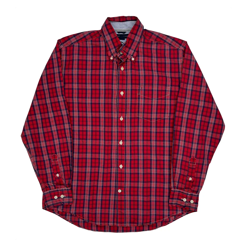 Tommy Hilfiger Checked Shirt - Medium Red Cotton