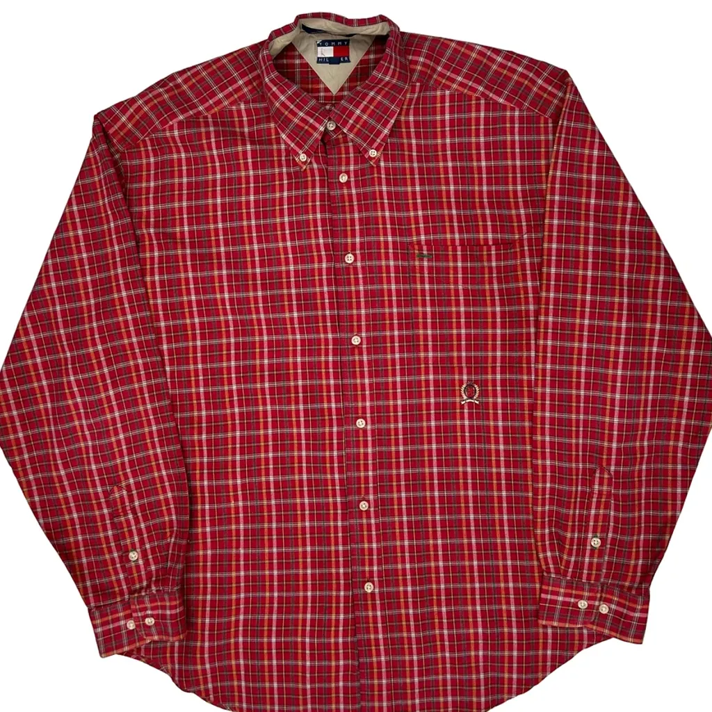 Tommy Hilfiger Checked Shirt - XL Red Cotton - Image 4