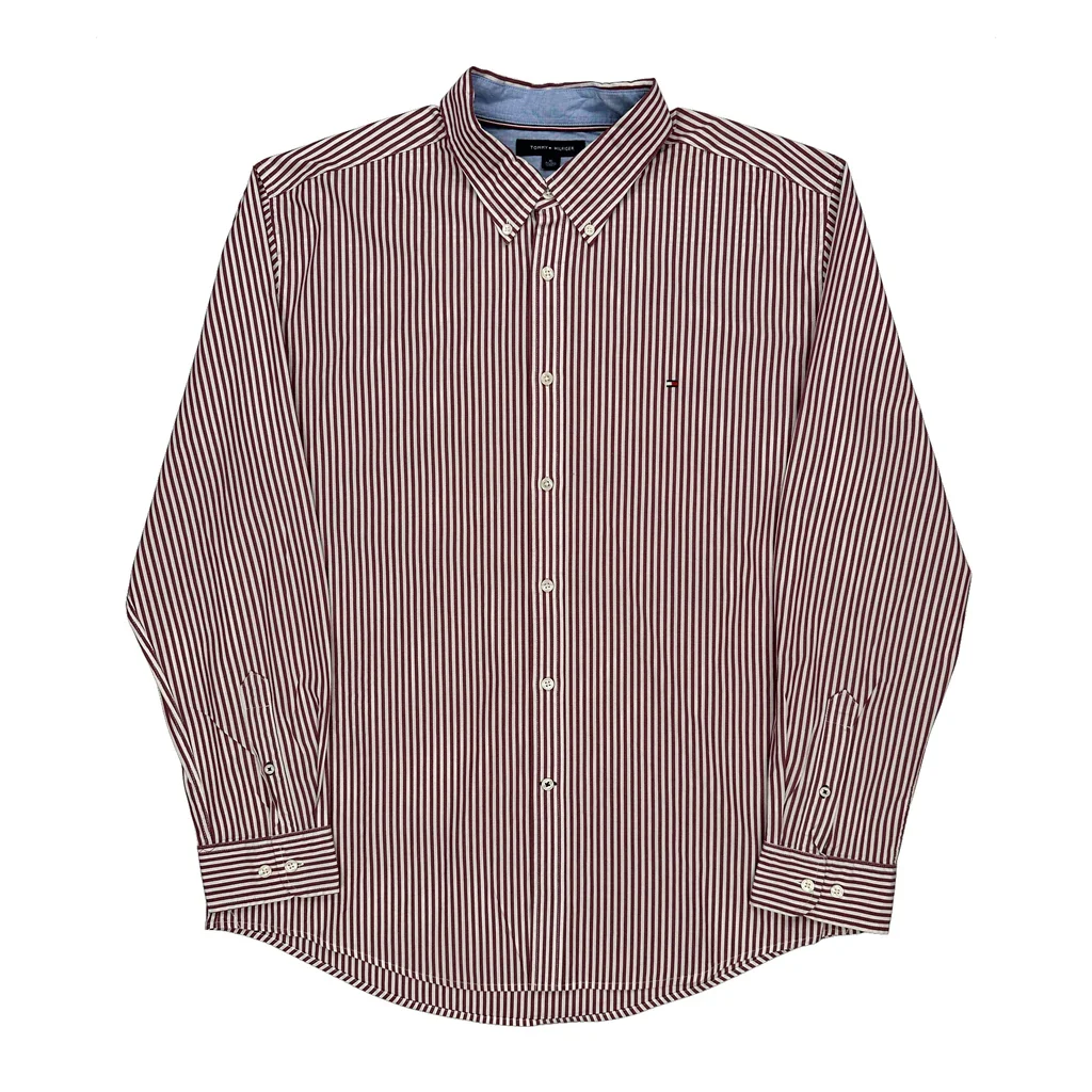 Tommy Hilfiger Striped Shirt - XL Red Cotton