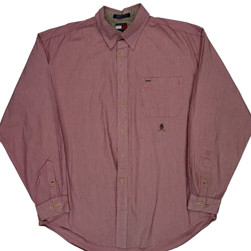 Tommy Hilfiger Striped Shirt - XL Red Cotton - Image 4