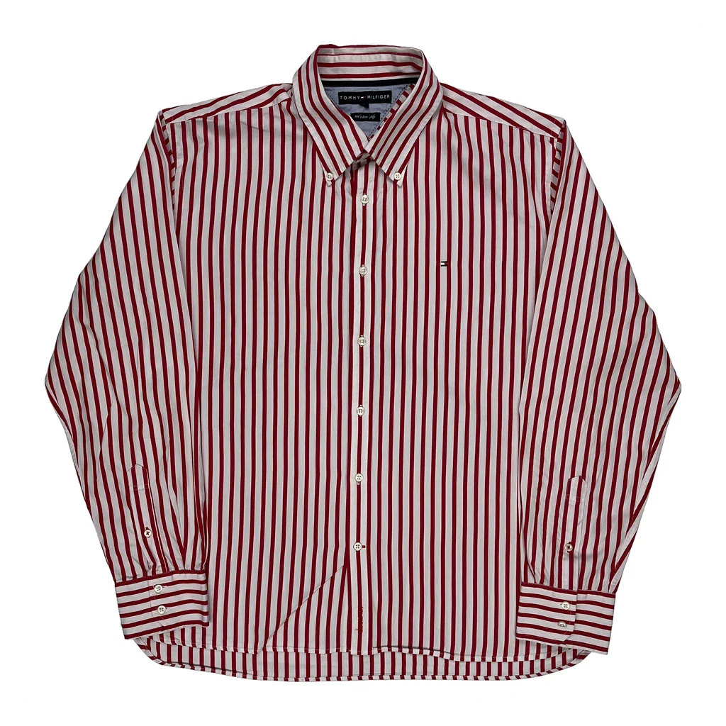 Tommy Hilfiger Striped Shirt - XL Red Cotton