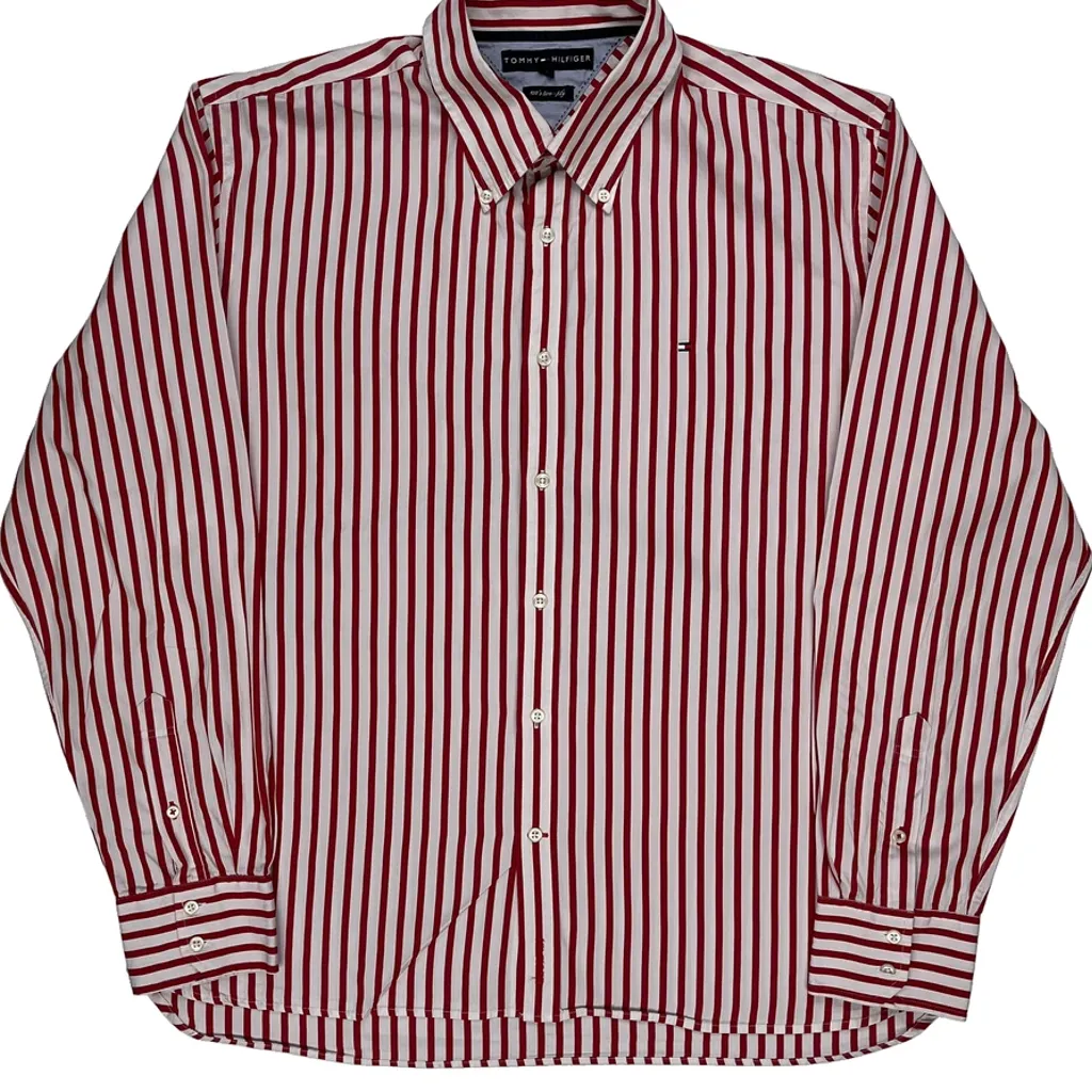 Tommy Hilfiger Striped Shirt - XL Red Cotton - Image 4