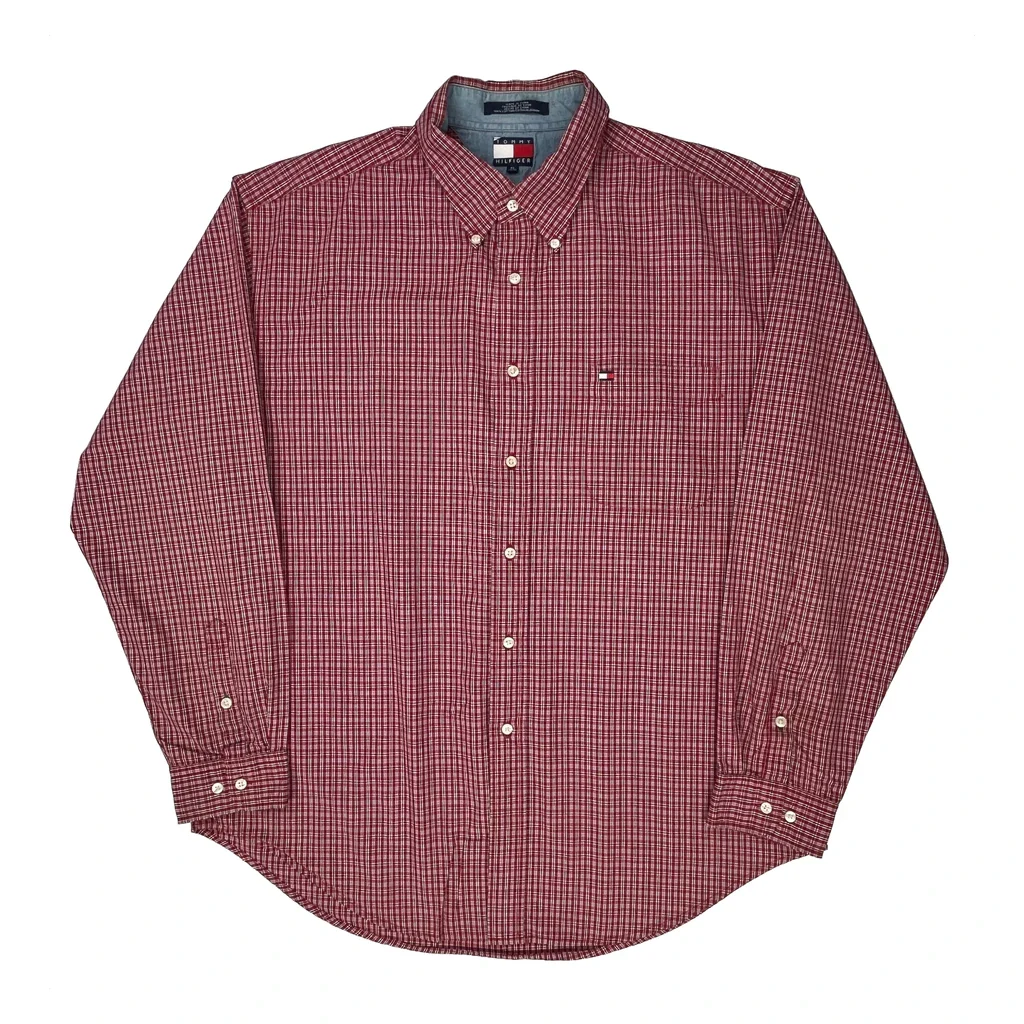 Tommy Hilfiger Checked Shirt - XL Red Cotton