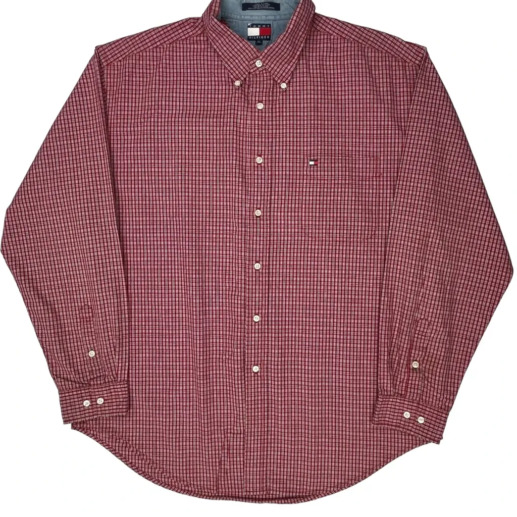 Tommy Hilfiger Checked Shirt - XL Red Cotton - Image 4