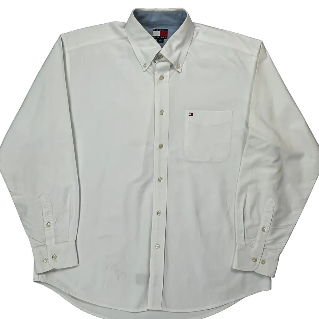Tommy Hilfiger Shirt - Large White Cotton - Image 5