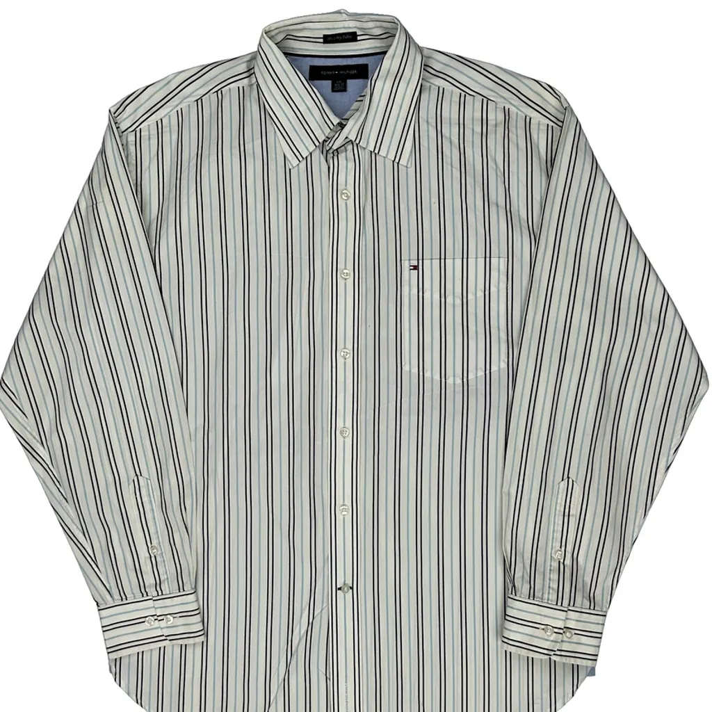 Tommy Hilfiger Striped Shirt - Large White Cotton - Image 4