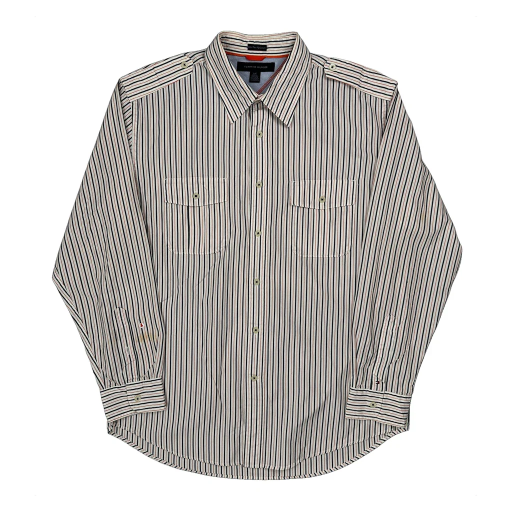 Tommy Hilfiger Striped Shirt - Large White Cotton