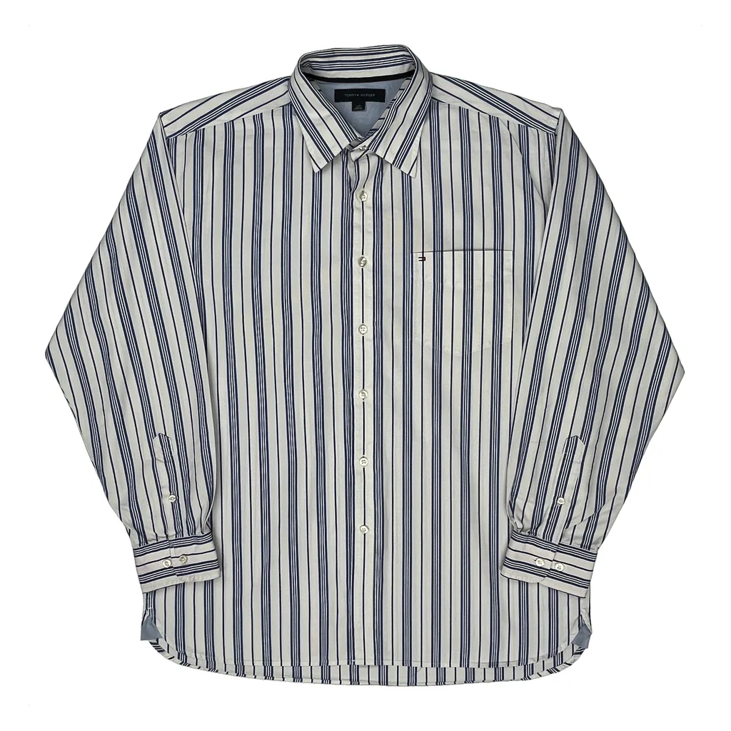 Tommy Hilfiger Striped Shirt - Large White Cotton
