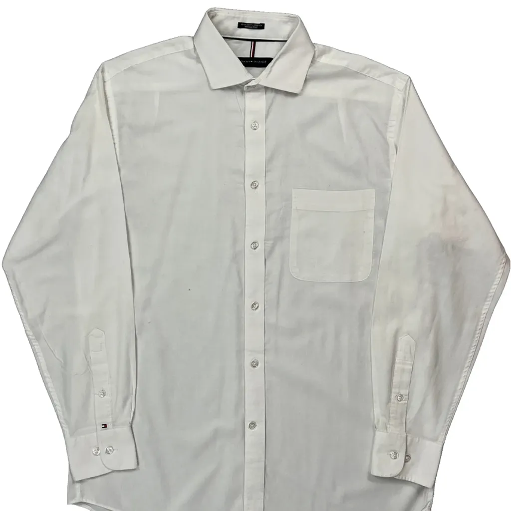 Tommy Hilfiger Shirt - Medium White Cotton - Image 4