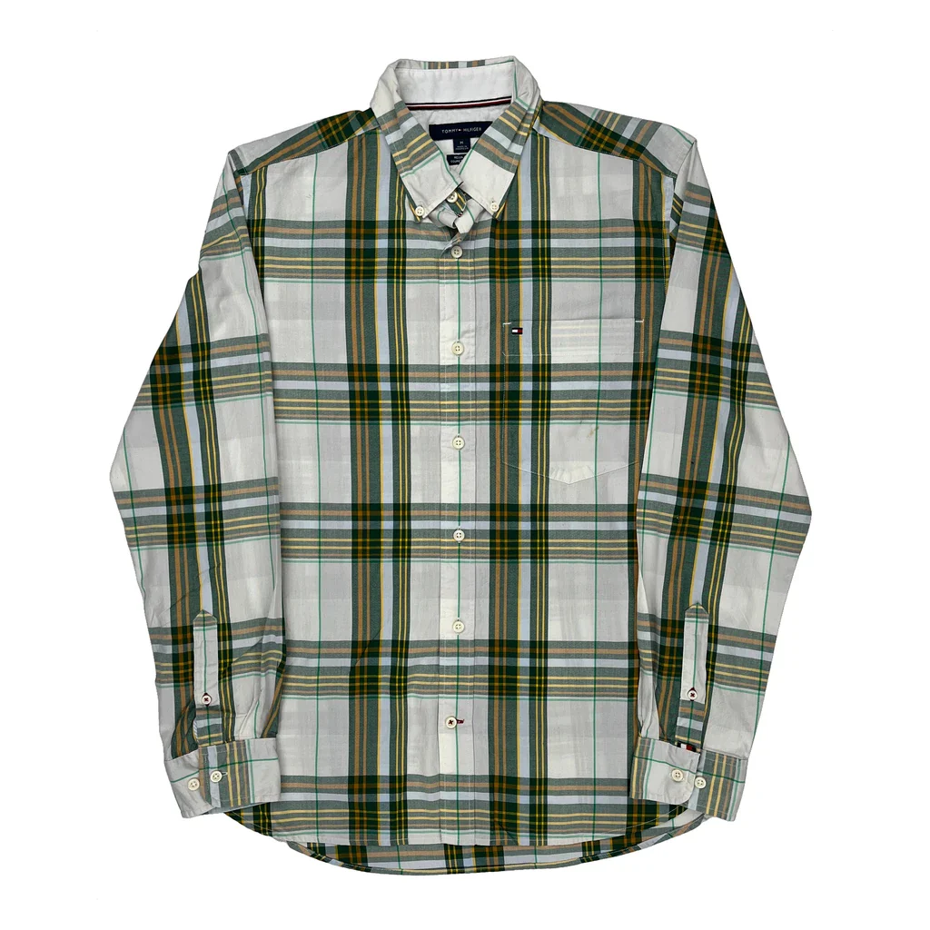 Tommy Hilfiger Checked Shirt - Medium White Cotton