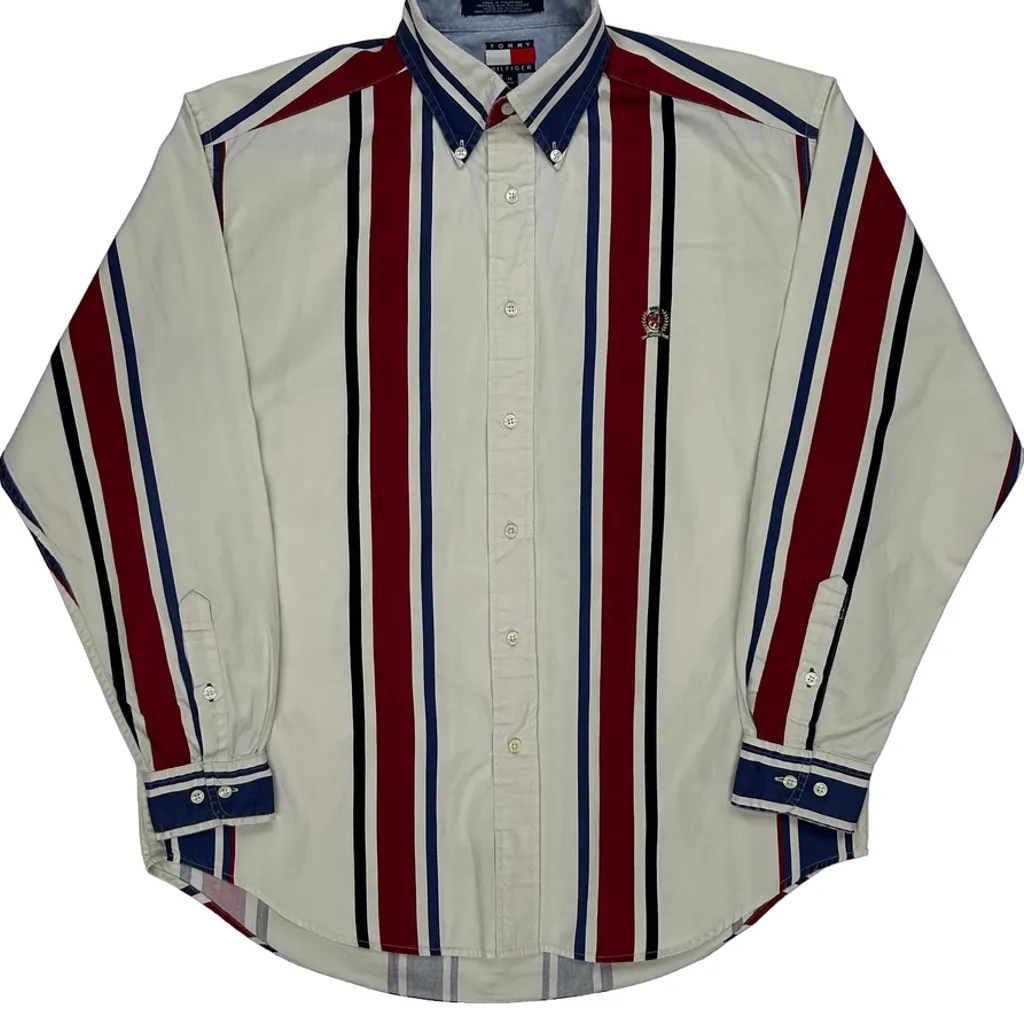 Tommy Hilfiger Striped Shirt - Medium White Cotton - Image 4