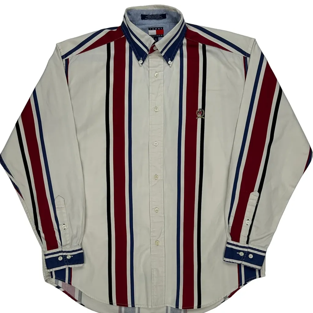 Tommy Hilfiger Striped Shirt - Medium White Cotton - Image 5
