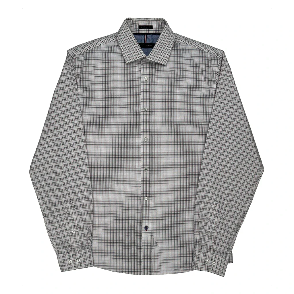 Tommy Hilfiger Checked Shirt - Medium White Cotton