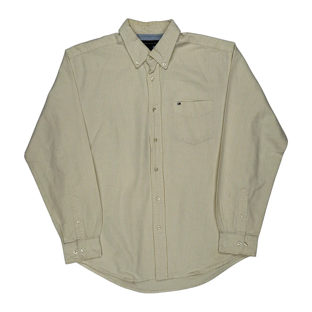 Tommy Hilfiger Striped Shirt - Medium Yellow Cotton