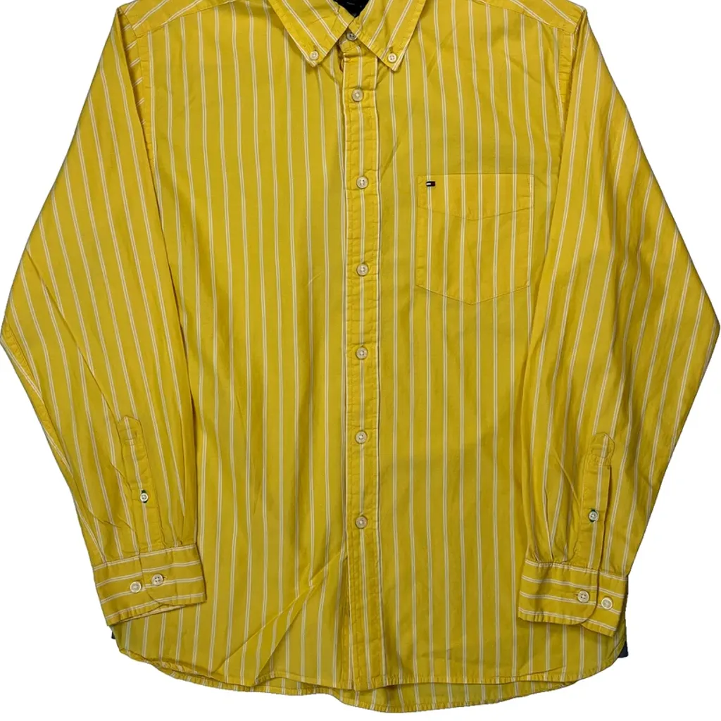 Tommy Hilfiger Striped Shirt - Medium Yellow Cotton - Image 4