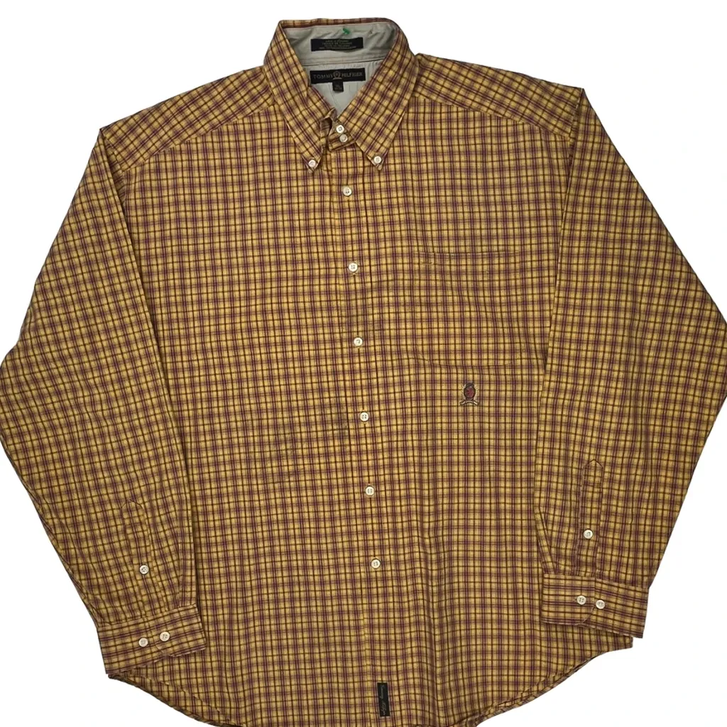 Tommy Hilfiger Checked Shirt - XL Yellow Cotton - Image 4