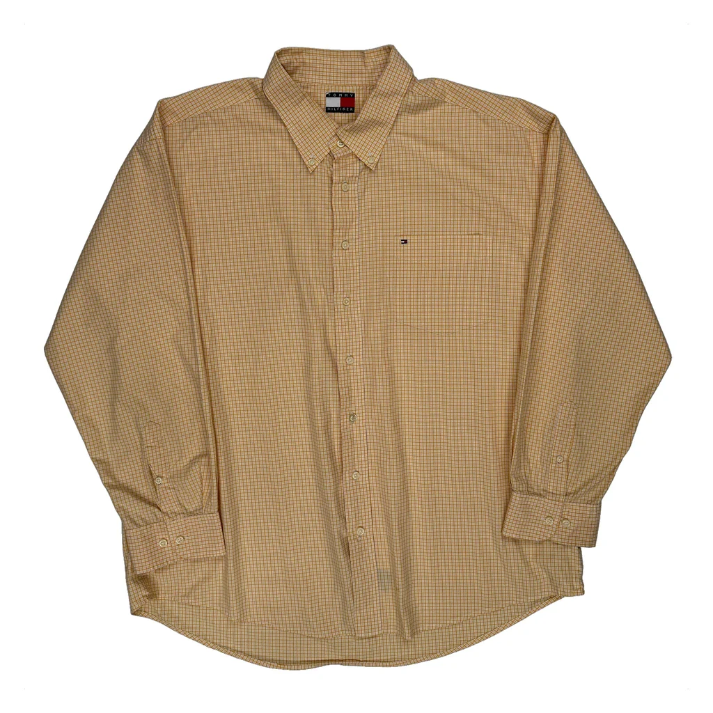 Tommy Hilfiger Checked Shirt - XL Yellow Cotton