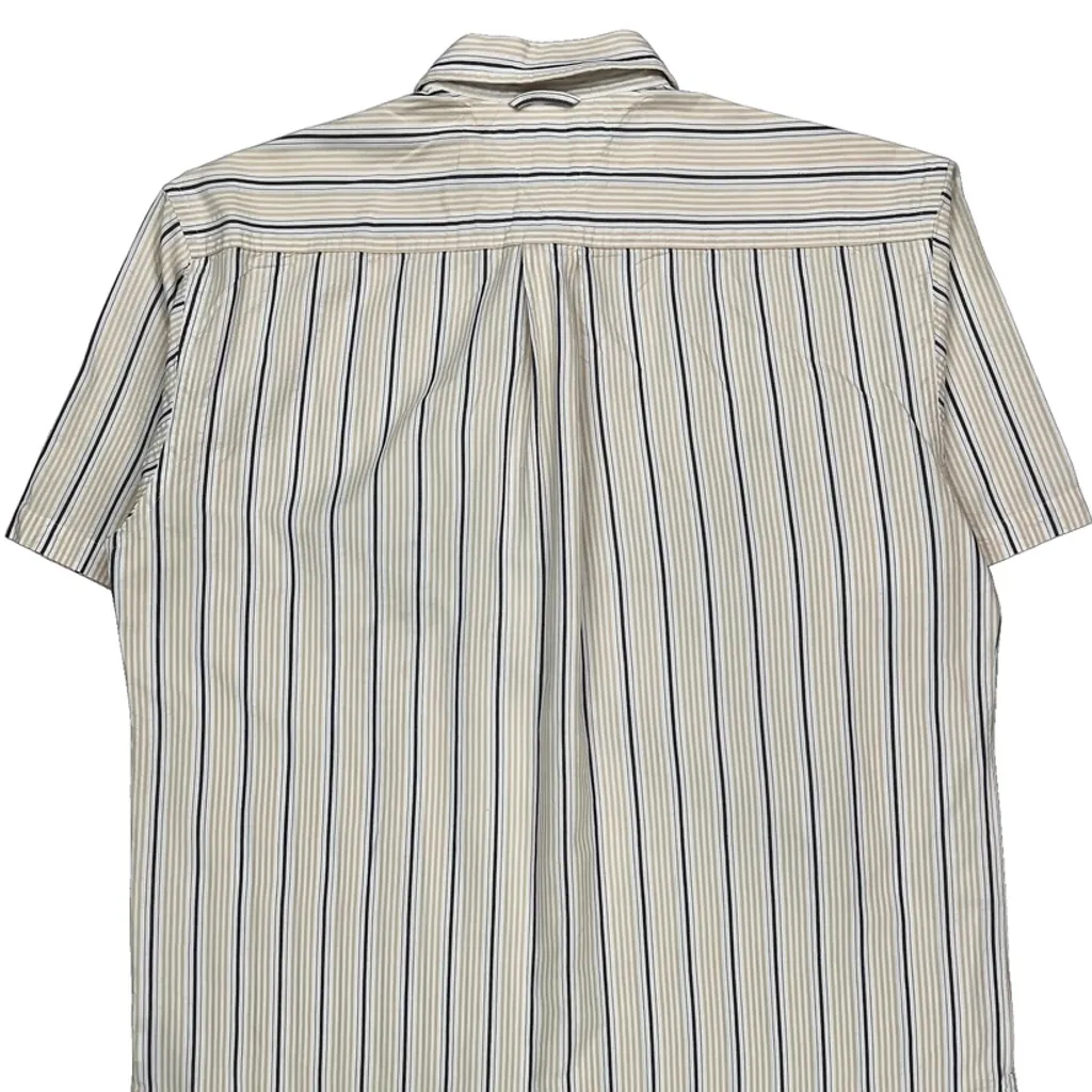 Tommy Hilfiger Striped Short Sleeve Shirt - Large Beige Cotton - Image 6