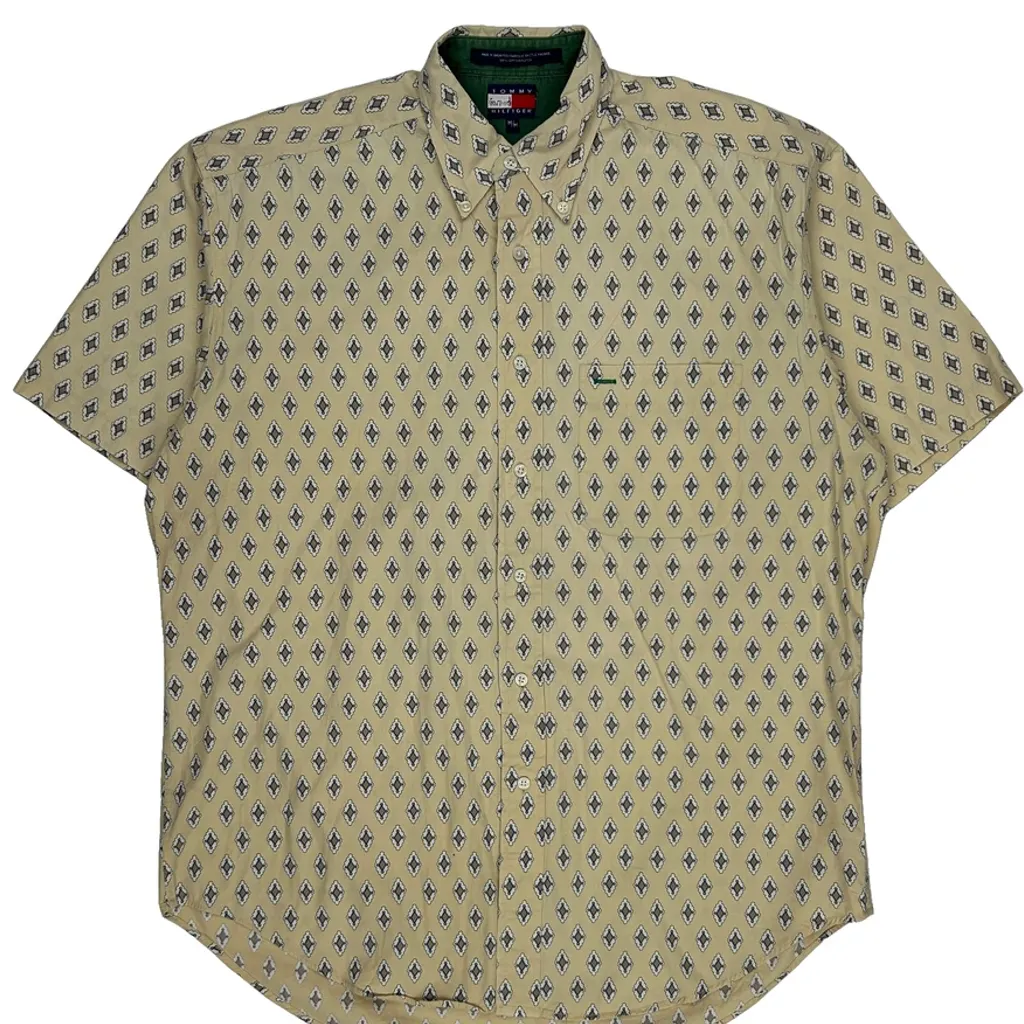 Tommy Hilfiger Short Sleeve Shirt - Medium Beige Cotton - Image 4