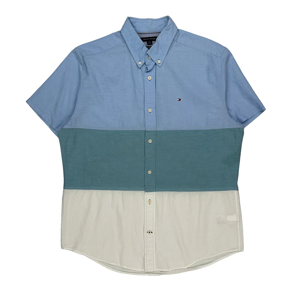 Tommy Hilfiger Short Sleeve Shirt - Large Blue Cotton