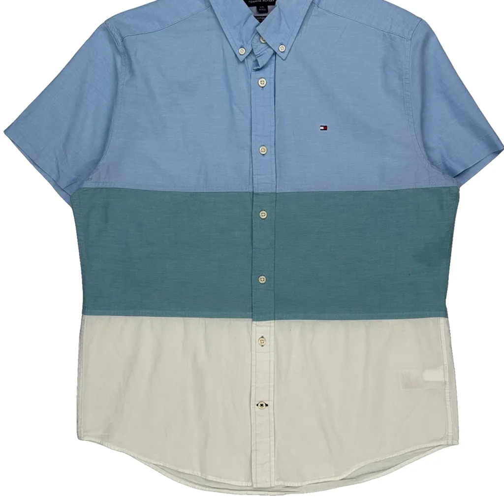 Tommy Hilfiger Short Sleeve Shirt - Large Blue Cotton - Image 5
