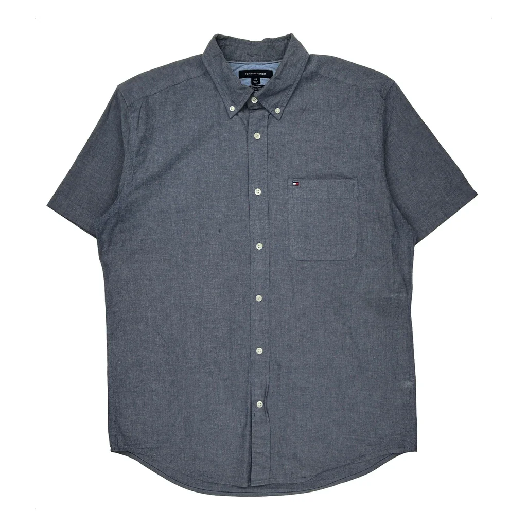 Tommy Hilfiger Short Sleeve Shirt - Large Blue Cotton