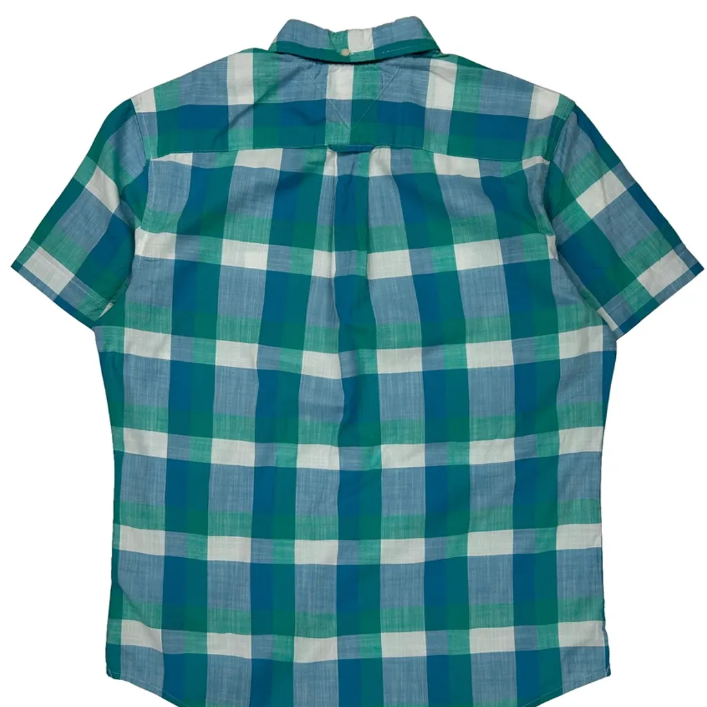 Tommy Hilfiger Checked Short Sleeve Shirt - Large Blue Cotton - Image 7